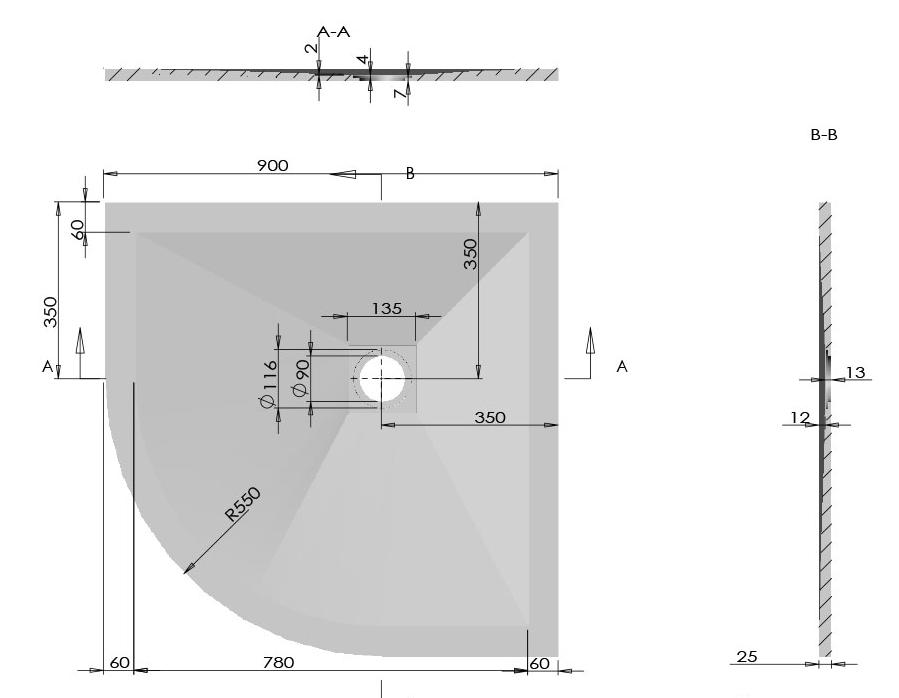 Поддон для душа Vincea VST-4SQ9090G 90x90 серый