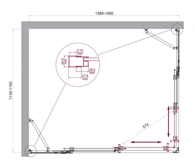 Душевой уголок BelBagno LUCE-AH-22-140/115-C-Cr 140x115 прозрачный, хром