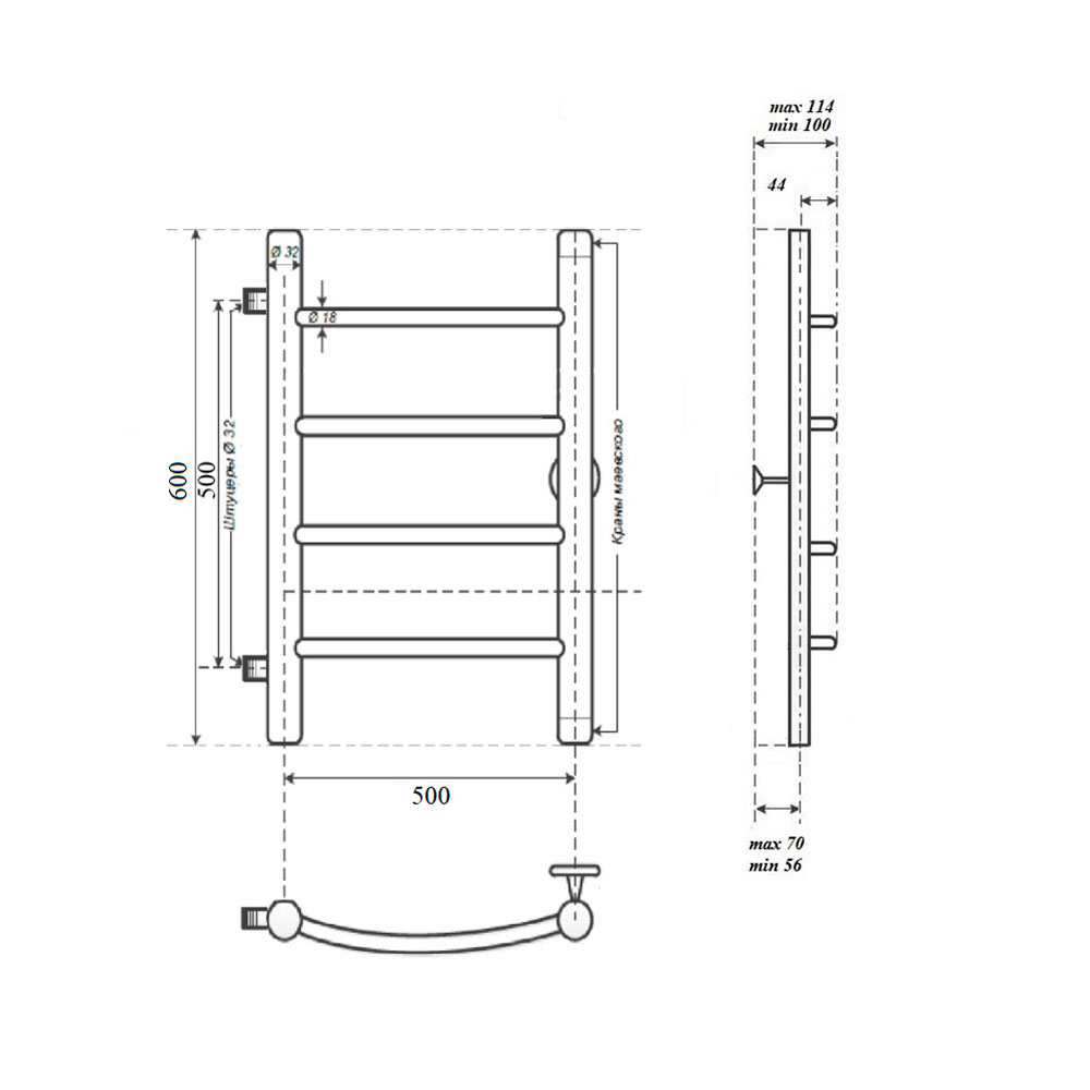 Полотенцесушитель водяной Point Афина PN04556 П4 50x60 хром