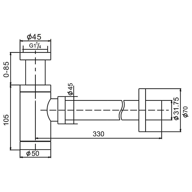 Сифон для раковины D&K DC9074 хром