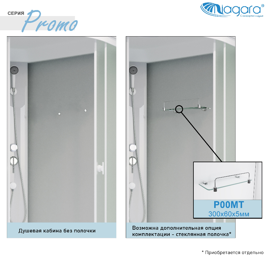 Душевая кабина Niagara Promo P90/80/40L/MT 90x80 стекло матовое, без г/м, L