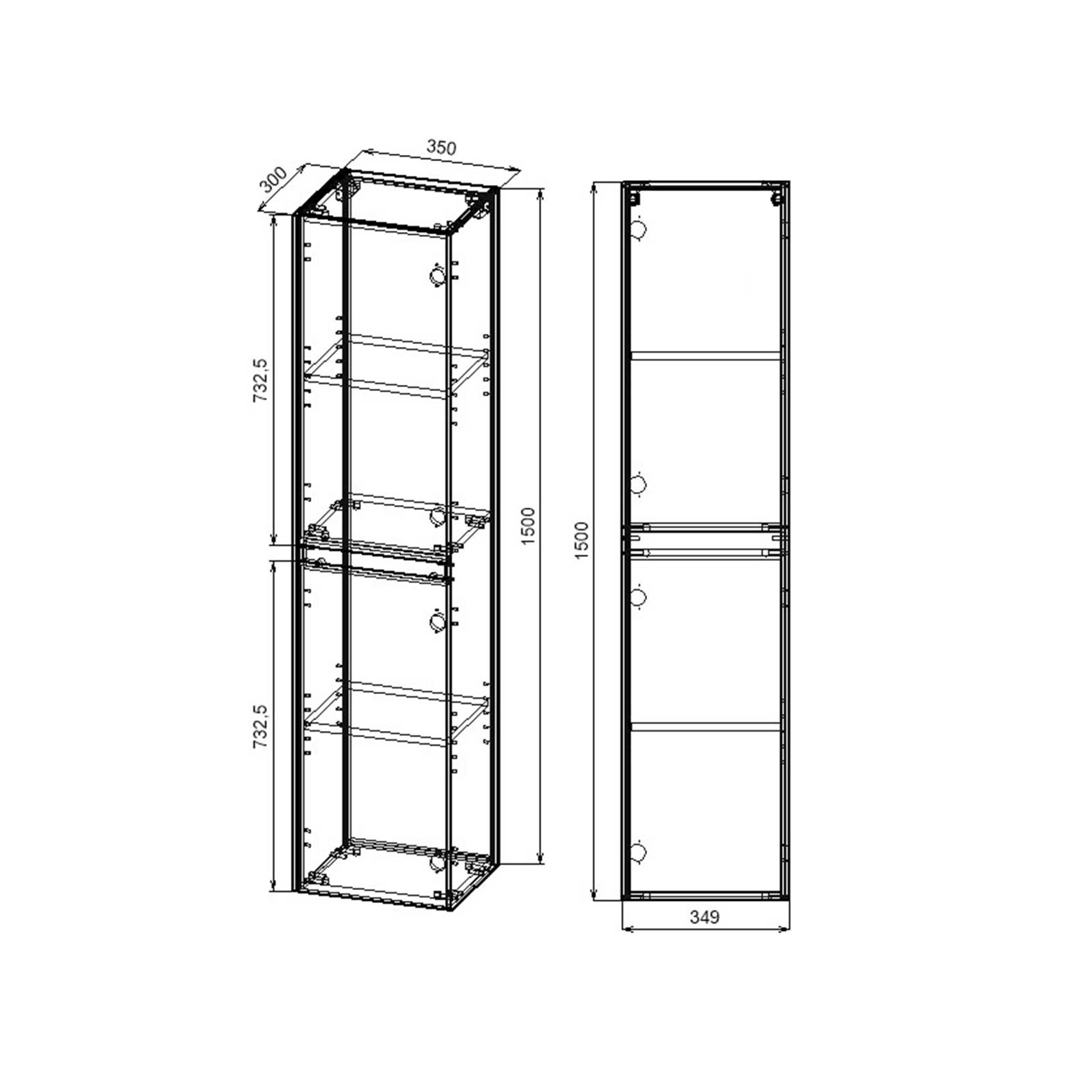 Шкаф пенал Vincea Chiara/Luka 35 см подвесной, N.Oak VSC-2CL150NO