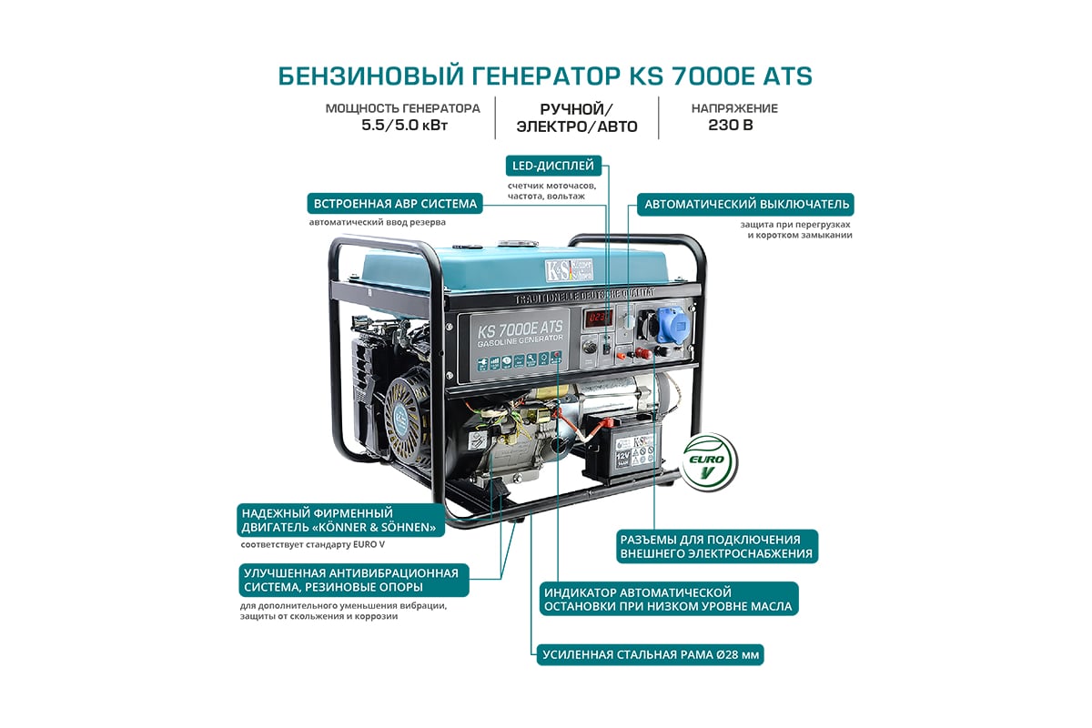 Бензиновый генератор Konner&Sohnen KS 7000E ATS