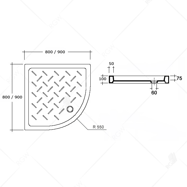 Поддон для душа RGW Ceramics CR/R-099 90x90