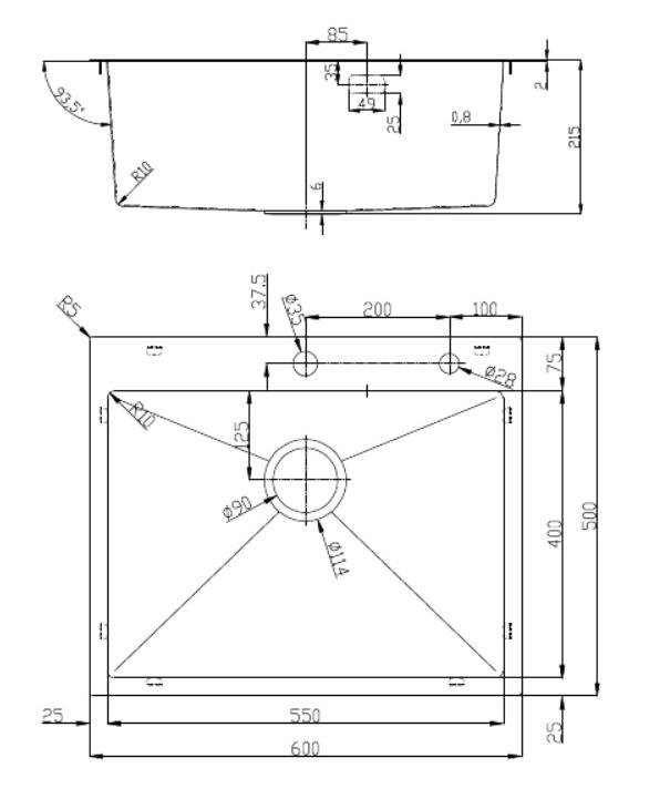 Кухонная мойка D&K 60 см DKS605006 графит