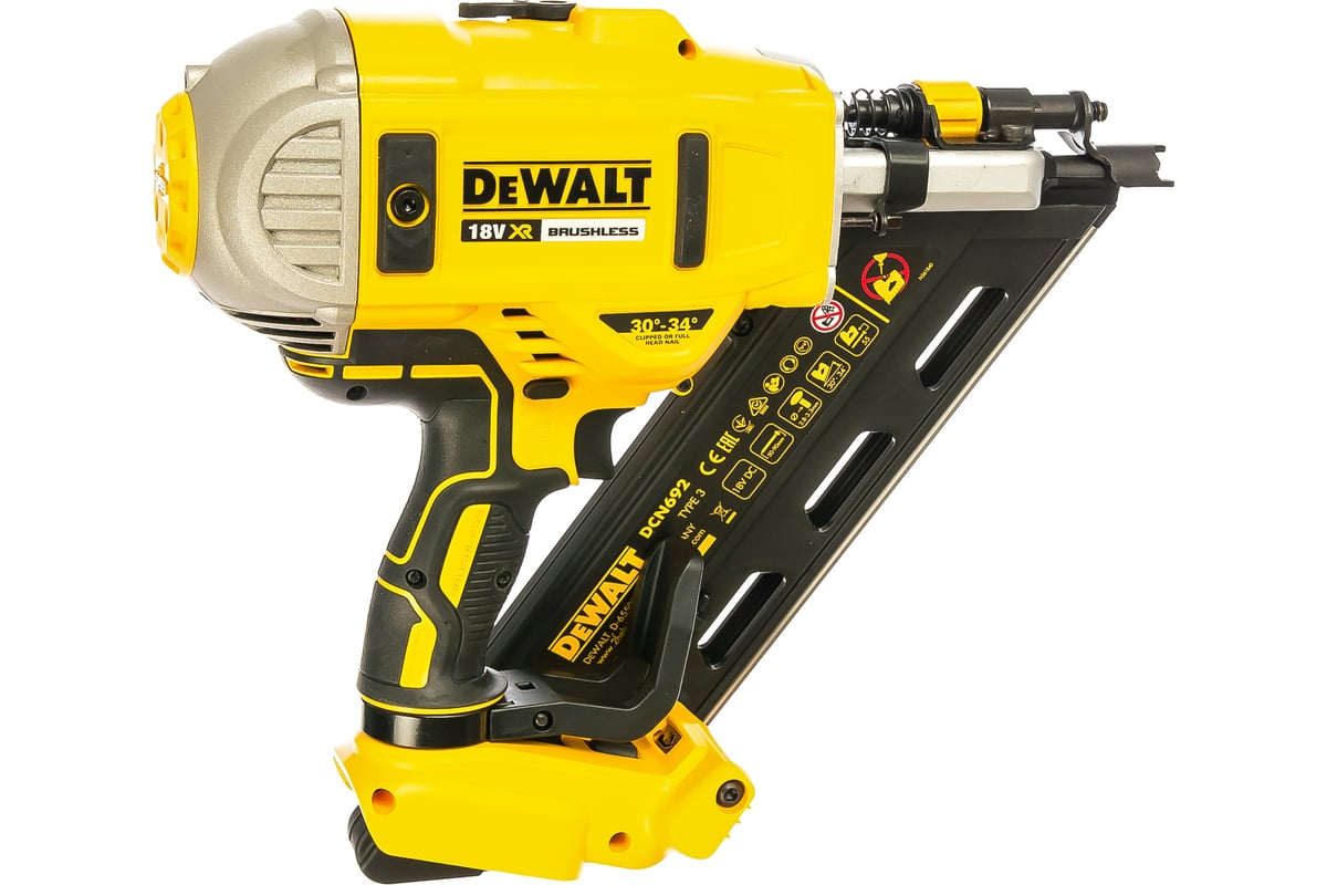 Бесщеточный гвоздезабиватель DeWalt 18.0 В XR DCN692N