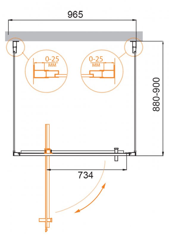 Душевой уголок Cezares MOLVENO-BA2-100/90-C-Cr-IV 100x90 прозрачный