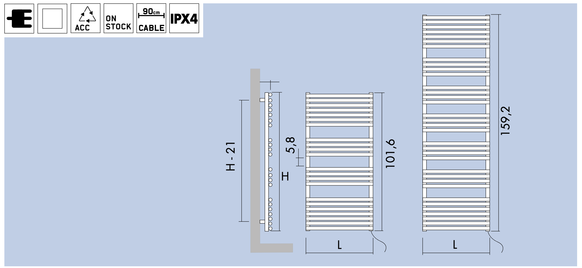 Полотенцесушитель электрический Antrax VP22 48.5x101.6 черный матовый, ETVP22048100T/NEOP