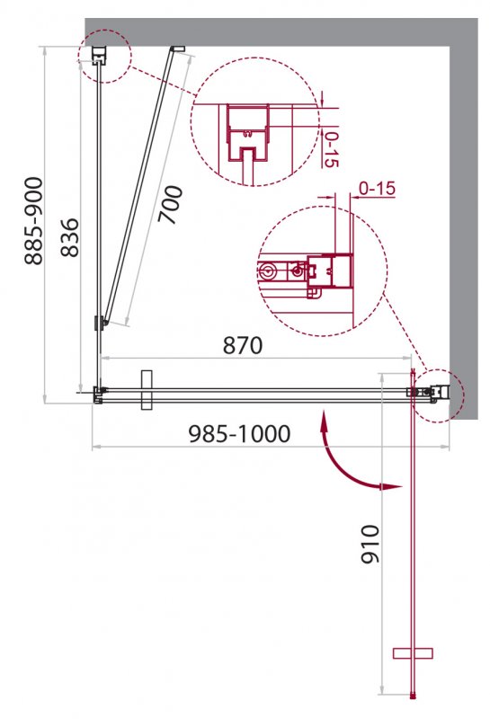 Душевой уголок BelBagno Marmi 100x90 прозрачный, хром