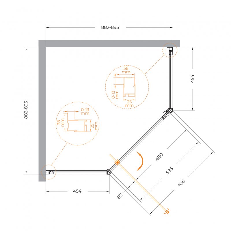 Душевой уголок Cezares Eco ECO-O-P-1-90-P-NERO 90x90 рифленый, черный