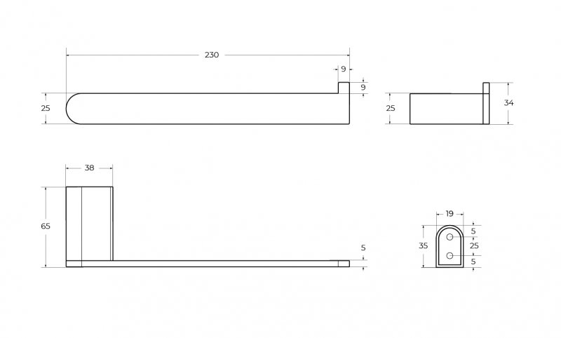 Полотенцедержатель Cezares STYLUS-TH02-IN 23 см, сатин