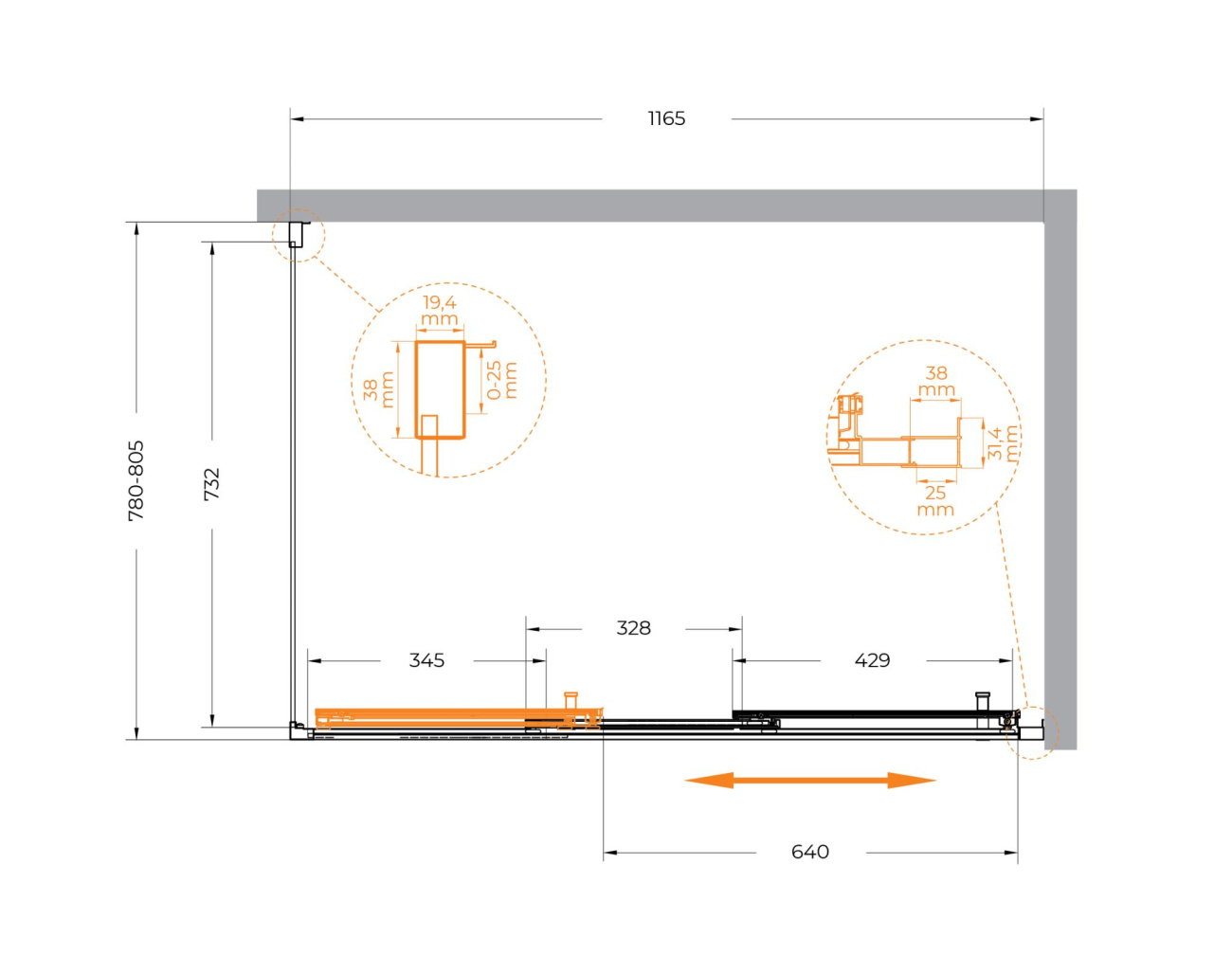 Душевой уголок Cezares MOLVENO-AHF-31-120/80-C-CR-IV 120x80 прозрачный, хром