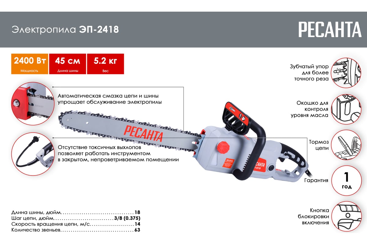 Электропила Ресанта ЭП-2418 70/10/14