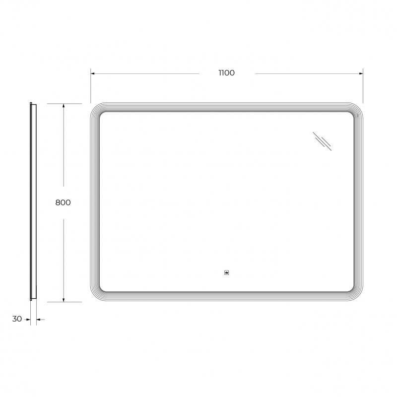 Зеркало Cezares Duet 110x80 см с подсветкой CZR-SPC-DUET-1100-800-LED-TCH