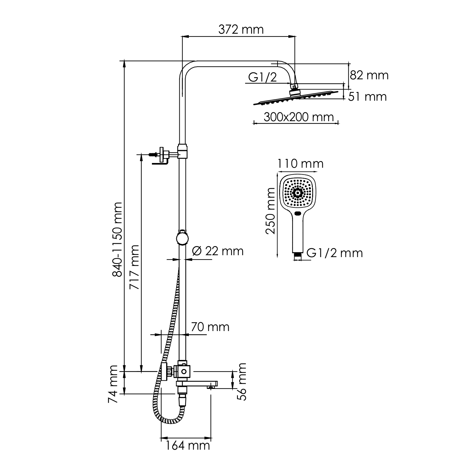 Душевая стойка WasserKRAFT A199.069.065.010.CH Thermo с термостатом, хром