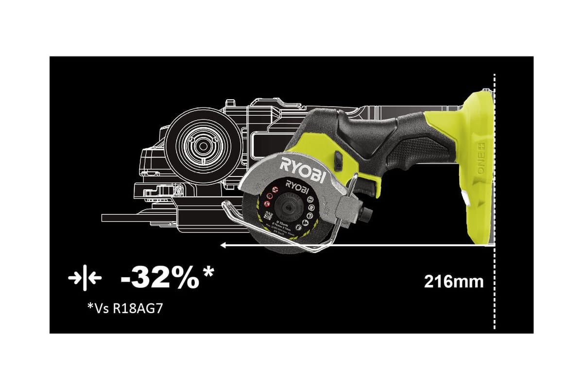 Бесщеточная отрезная машина Ryobi ONE+ HP RCT18C-0 5133004953