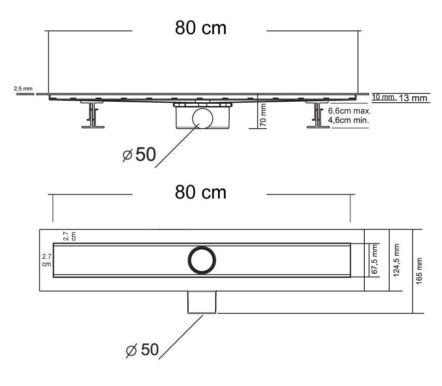 Душевой лоток Vincea Say Optima Blok SAY.601.80.P.BLOK 80 см, хром