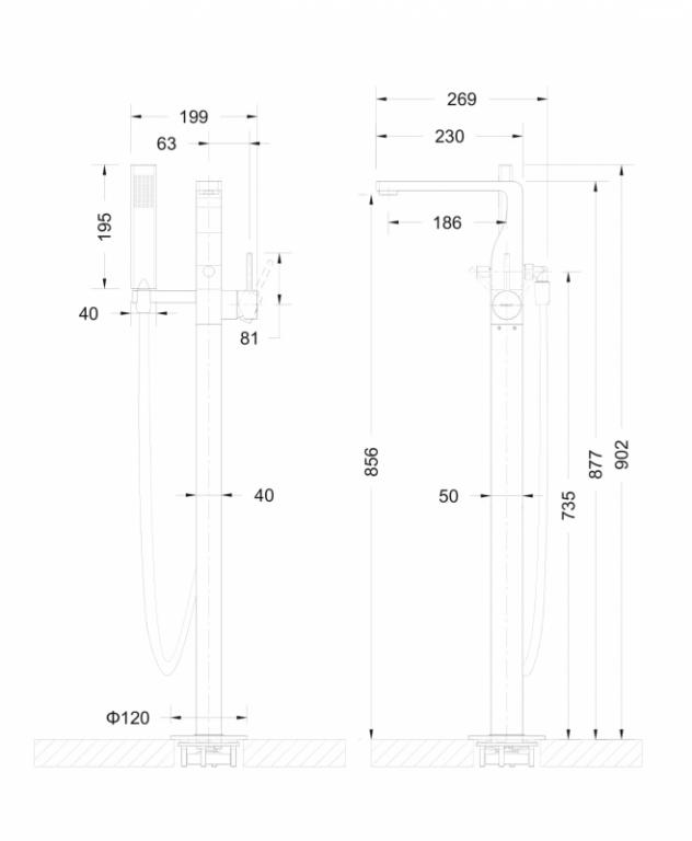 Напольный смеситель Bravat Arc F66061K-B3-ENG черный матовый