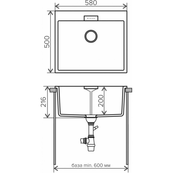 Кухонная мойка Tolero TL-580-101 58 см бежевый