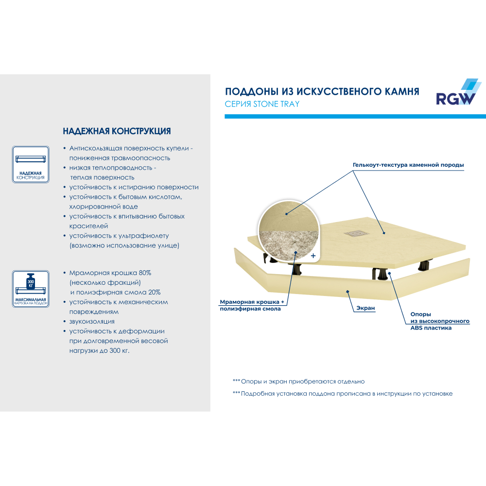 Поддон для душа RGW ST/T-Be 16155099-03 90x90 бежевый