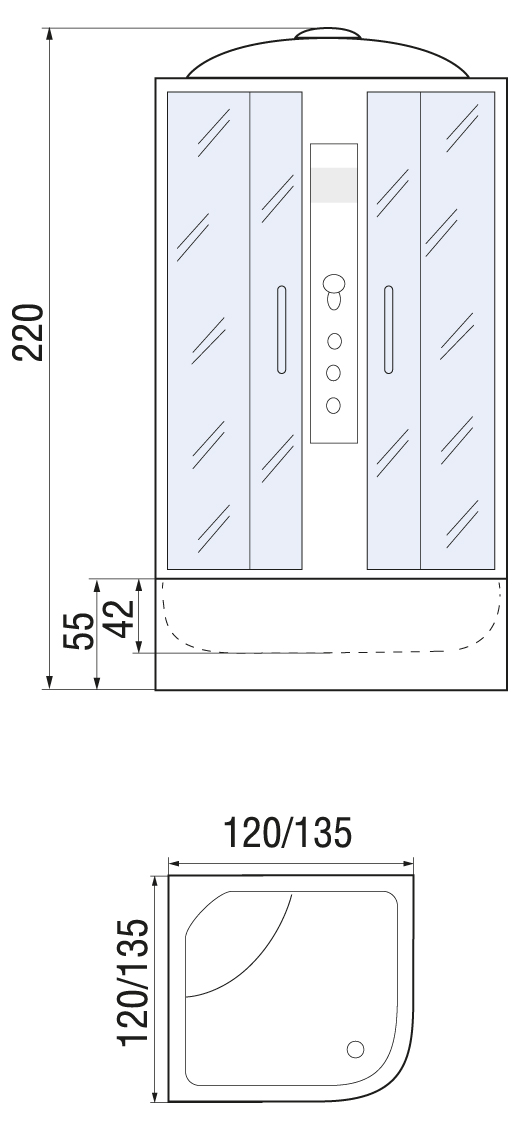 Душевая кабина River Temza 135/135/55 ТН 135x135 тонированная, 10000001585