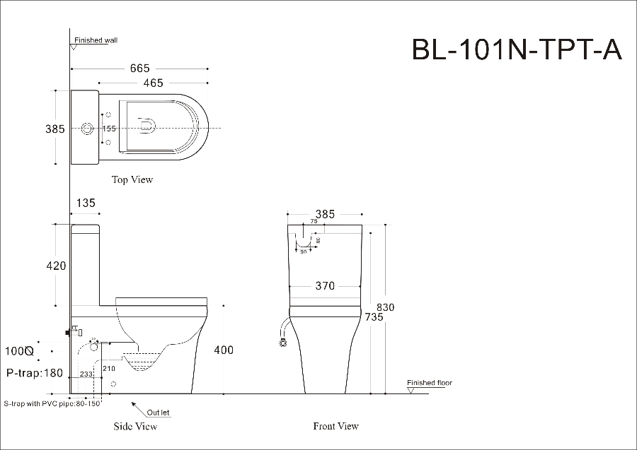 Бачок для унитаза Aquanet Rimless Nova BL-101N-TPT-A