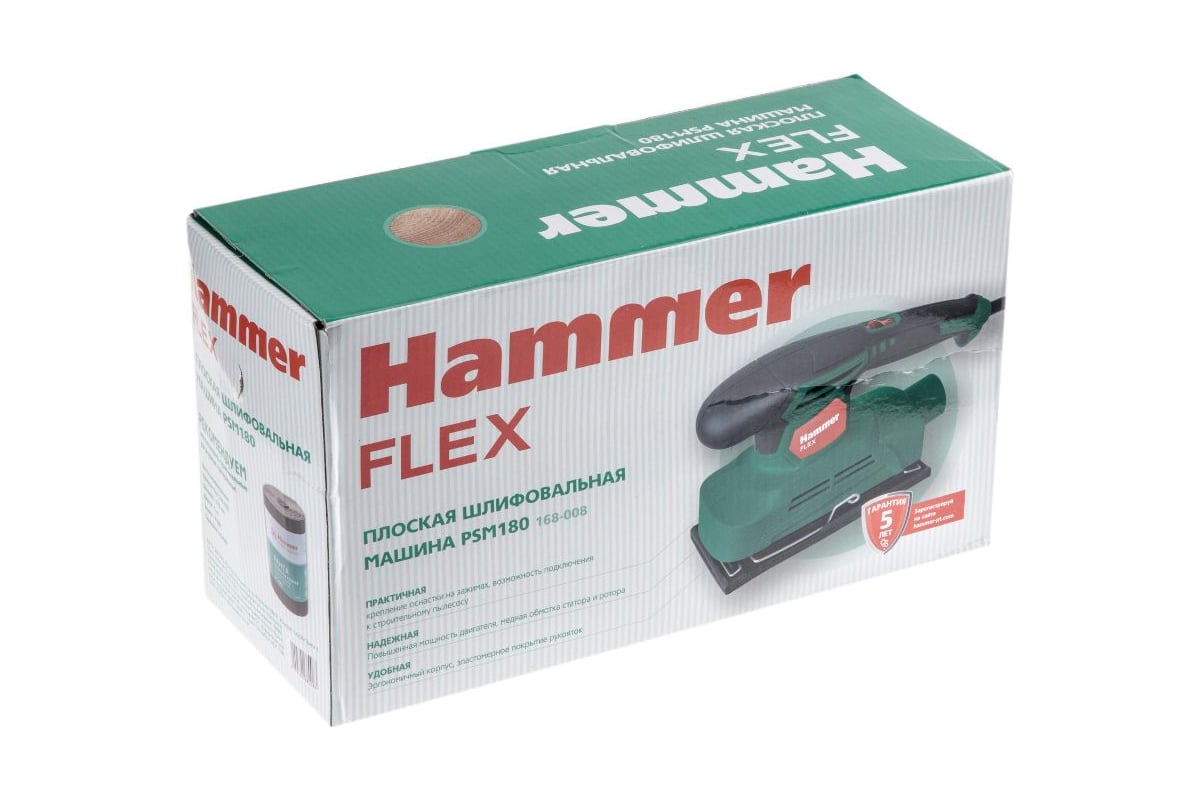 Плоская шлифовальная машина Hammer Flex 180 Вт, 12000 об/мин PSM180