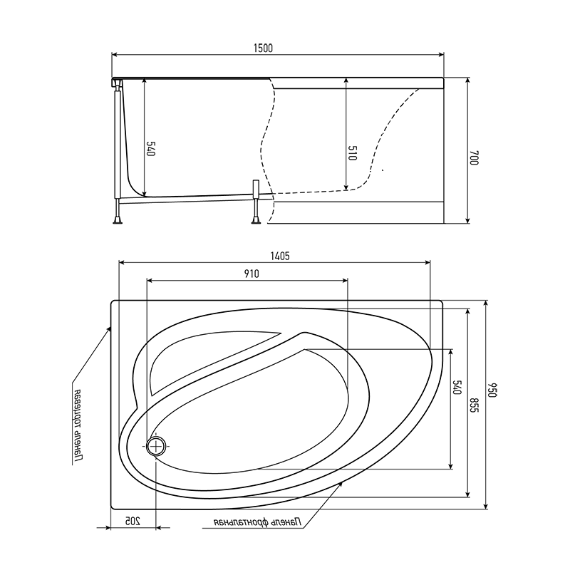 Акриловая ванна Timo Iva 150x95 см IVA1595L L