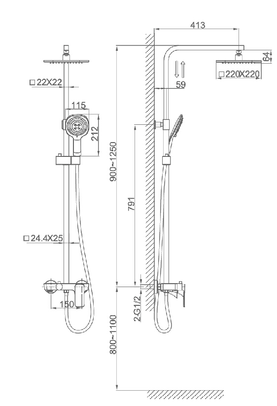 Душевая стойка D&K Berlin Technische DA1433715A02 черный