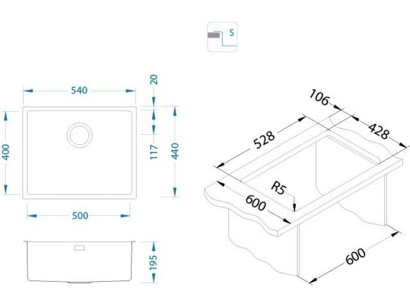 Кухонная мойка Alveus Kombino Monarch F/S 50 1121283 54 см встраиваемая сверху, бронза