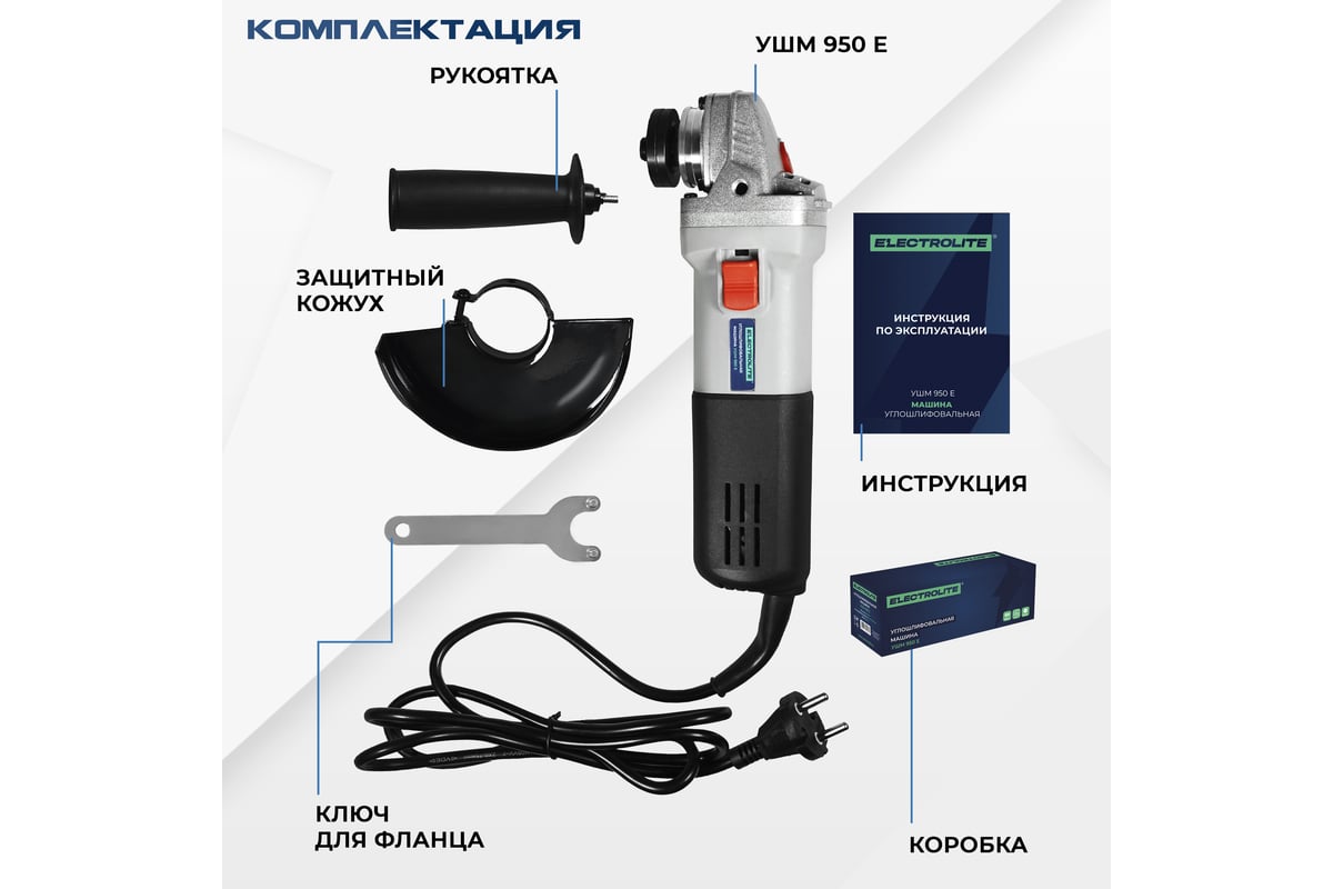 Угловая шлифмашина-болгарка Electrolite УШМ 125/950Е EL 950 Вт, 125 мм, регулировка оборотов 4690