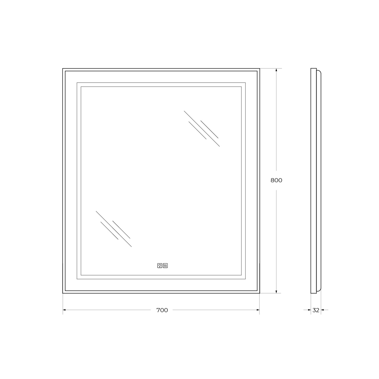 Зеркало BelBagno SPC-KRAFT-700-800-LED-TCH-WARM 70x80 см антипар, сатин