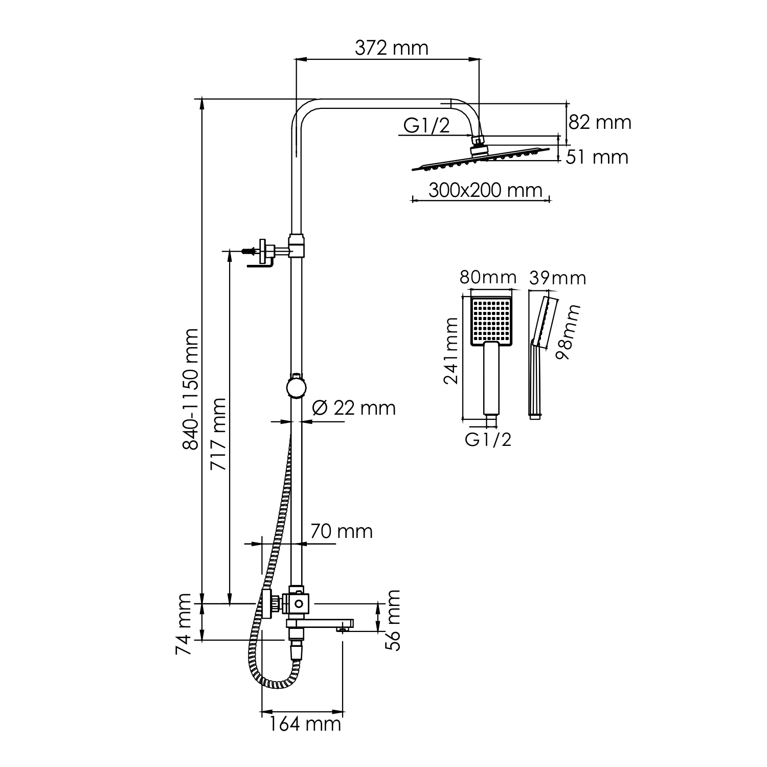 Душевая стойка WasserKRAFT A199.069.141.010.CH Thermo с термостатом, хром