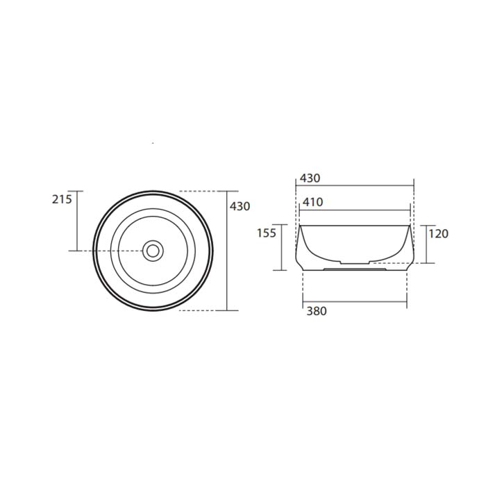 Раковина Kerasan F10 460431 43 см черный матовый