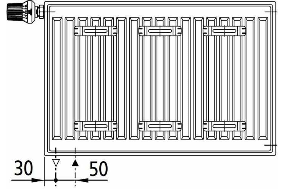 Радиатор Kermi FTV 22, 1005001000, X2 Inside, R, RAL 9016 белый FTV220501001R2Z