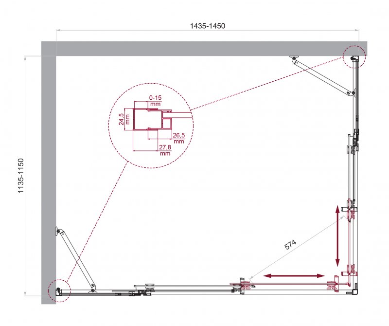 Душевой уголок BelBagno LUCE-AH-22-145/115-C-Cr 145x115 прозрачный, хром