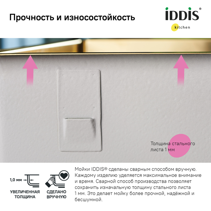 Кухонная мойка Iddis Edifice EDI21B0i77 21 см матовое золото