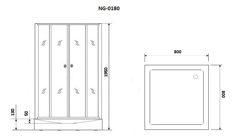 Душевой уголок Niagara Nova NG-0180-14 80x80 прозрачный, черный