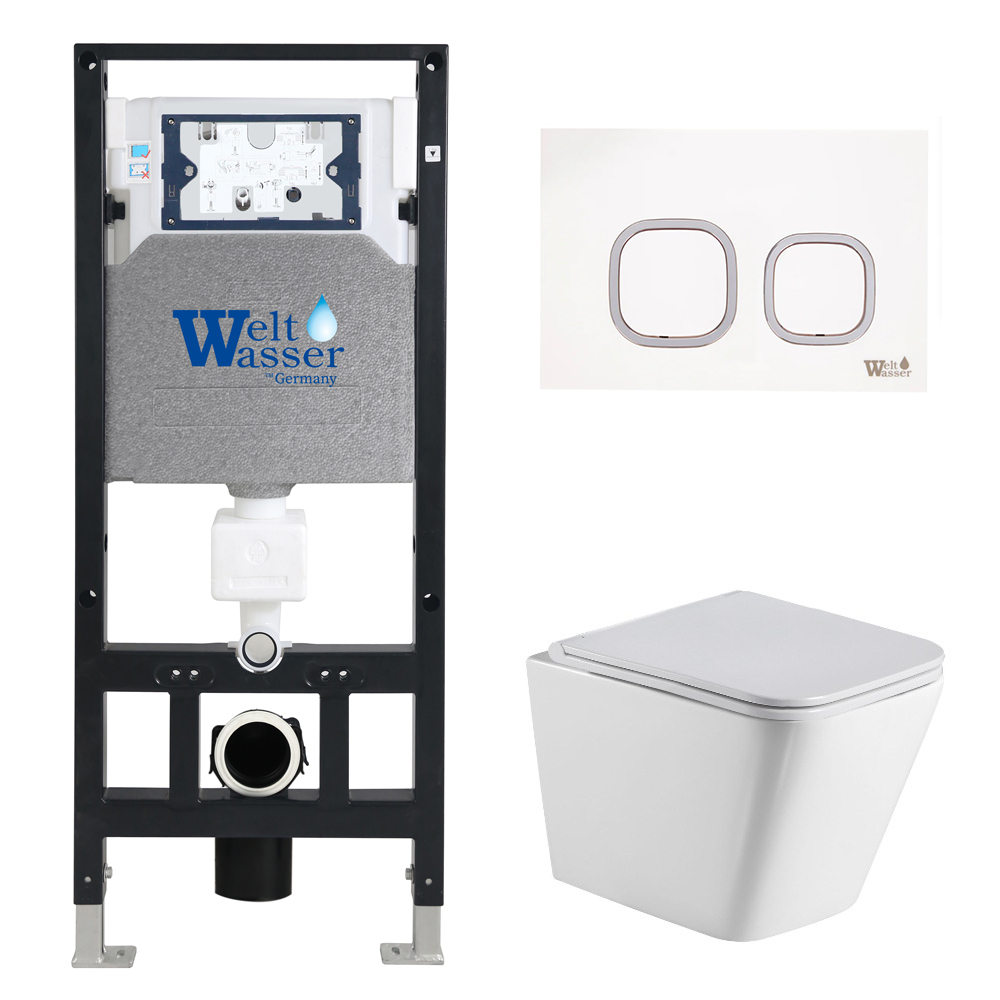Комплект Weltwasser 10000006778 унитаз Gelbach 004 GL-WT + инсталляция + кнопка Amberg RD-WT