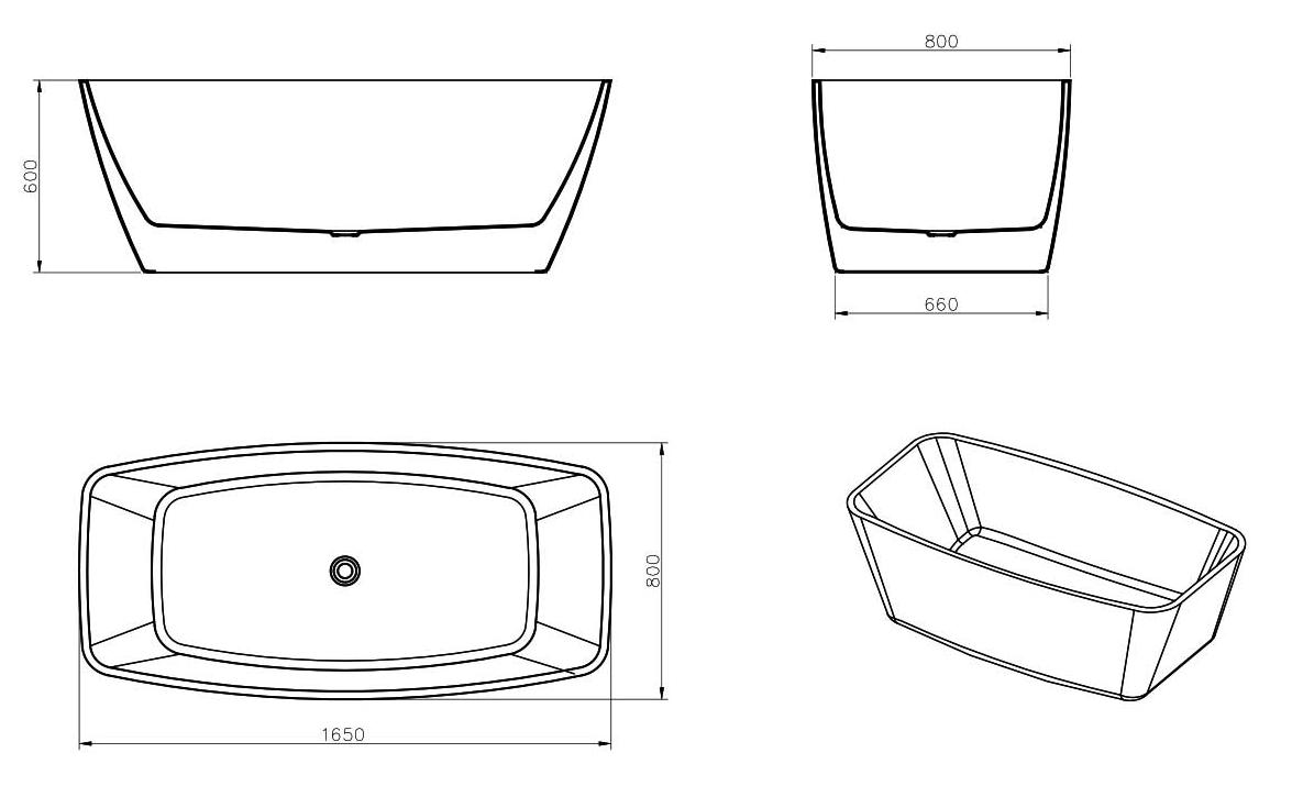 Акриловая ванна Vincea VBT-215 165x80 белый