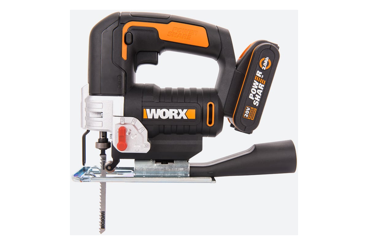 Аккумуляторный лобзик Worx 20 В, 1x2 Ач, кейс WX543