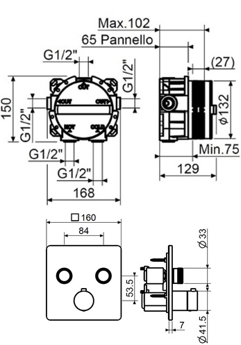 Смеситель для душа Plumberia IXO KITPSB2902CR термостат, хром