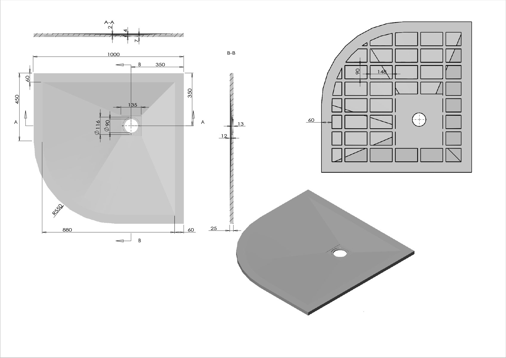 Поддон для душа Vincea VST-4SQ1010A 100x100 антрацит