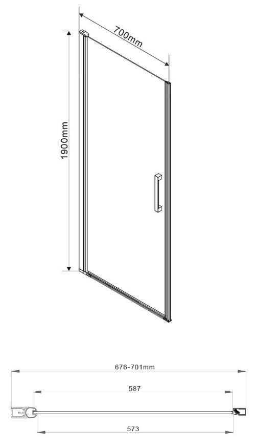 Душевая дверь Vincea Orta VPP-1O 70x190 VPP-1O700CL хром, прозрачная