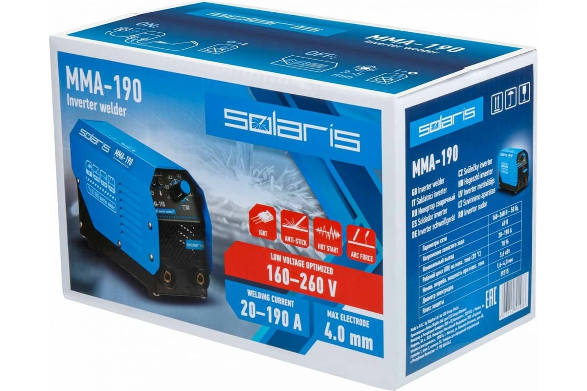 Сварочный инвертор Solaris MMA-190