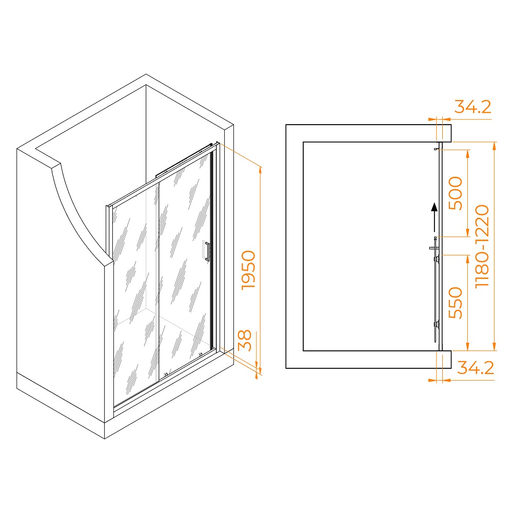 Душевая дверь RGW Passage PA-14Gb 120x195, прозрачное, брашированное золото 41081412-16