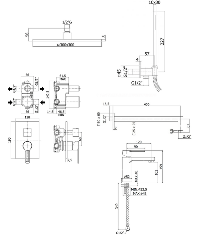 Душевой набор Paffoni Ringo KITRIN018CR071KING душ 30 см, хром