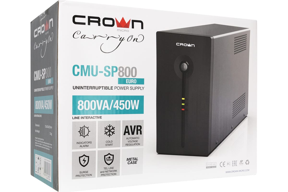 Источник бесперебойного питания Crown Micro CMU-SP800EURO CM000001492