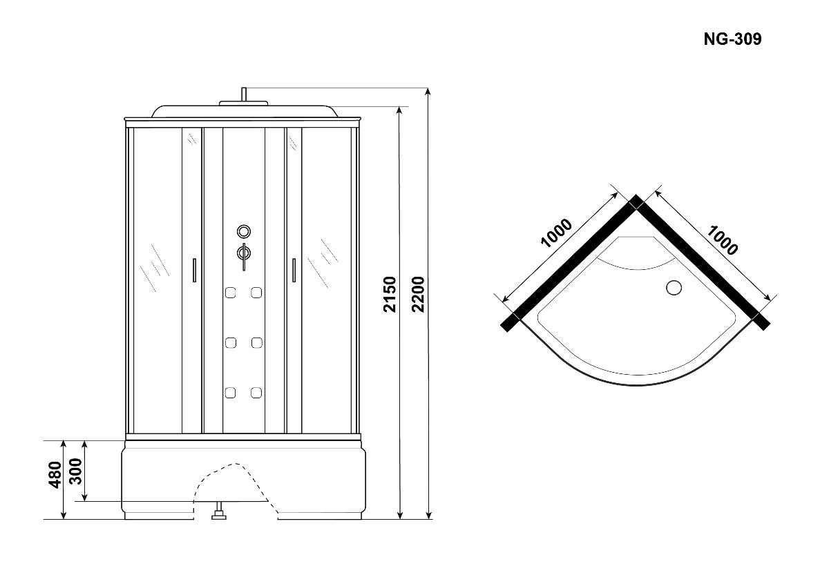 Душевая кабина Niagara Ultra NG-309-01 100x100 с матовой полосой, с г/м