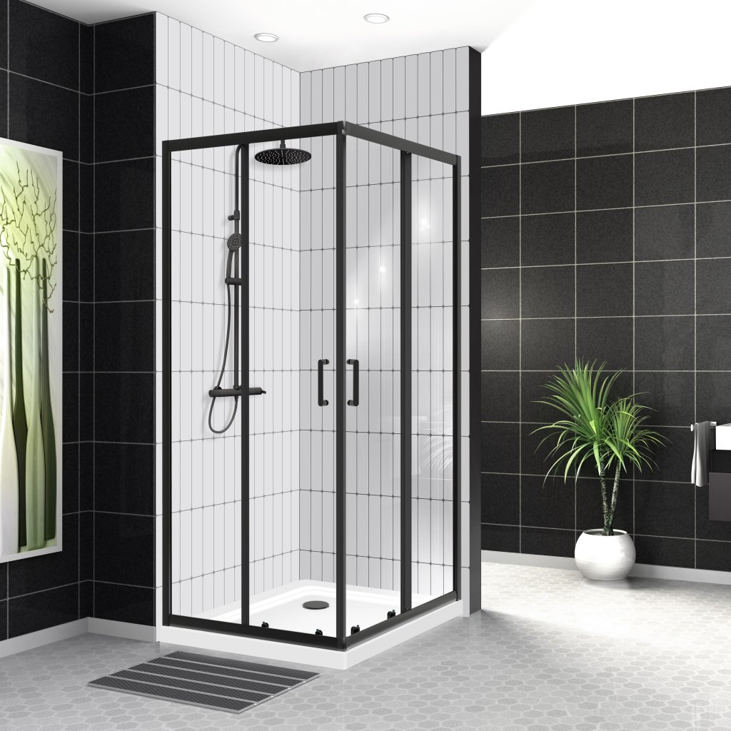 Душевой уголок BelBagno UNO-195-A-2-90-C-NERO 90x90 прозрачный, черный